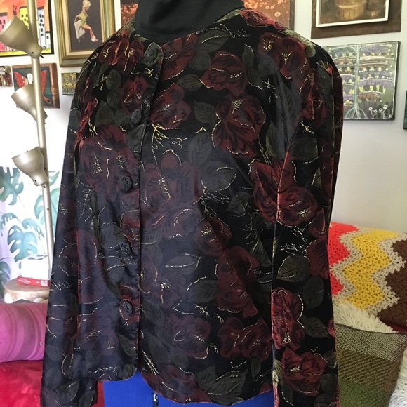 Vintage Norton McNaughton Velvet Rose Jacket - Picture 11 of 16